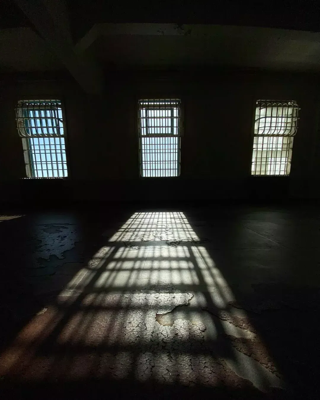 Shadows in prison cell on Alcatraz island